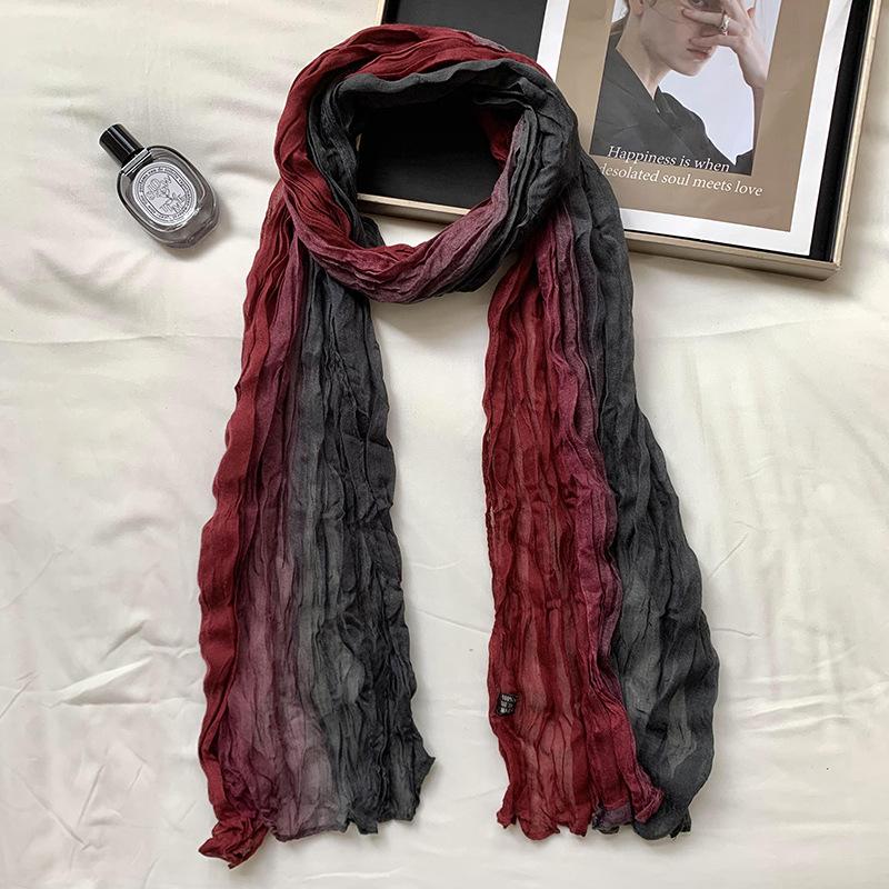 2Packs Women Hemp Shawl Wrap Long Head Neck Scarf,Linen Scarf Textur Scarf Hemp Shawl Windproof,warm,stylish Color-blocked Scarf