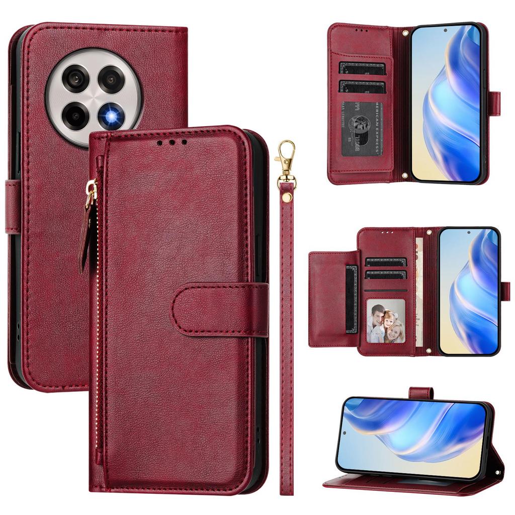 For OnePlus Ace 5 Pro 5G/OnePlus 13R 5G Case Zipper Pocket Multiple Card Slots Leather Phone Cover