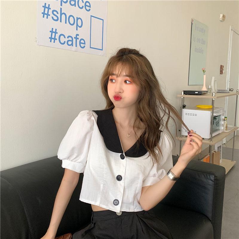 Лето 2024 г. Трикотажный топ в корейском стиле с короткими рукавами для женщин