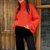 JKASHDK Women's Fashion Casual Solid Color Print Autumn Winter Plus Size Long Sleeve High Neck Loose Thick Sweaters