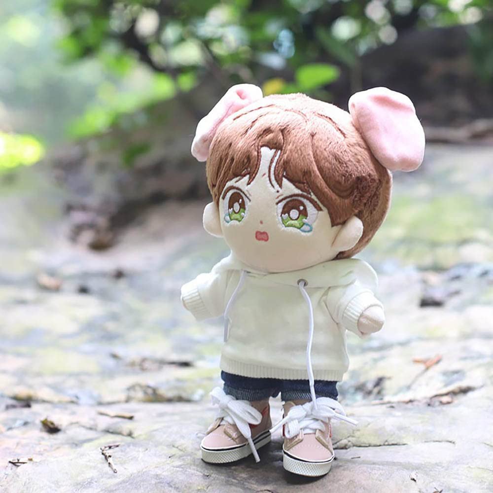 Niannyyhouse 15cm Plush Clothes, Pockets, Hoodie, Jeans, Cotton Doll Clothes, Dress-Up (Black)