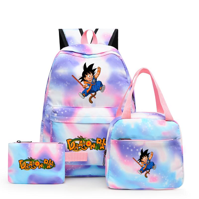 3 шт./компл., разноцветный рюкзак Dragon Ball с сумкой для обеда для женщин, студенческий рюкзак для подростков, повседневные школьные сумки, наборы