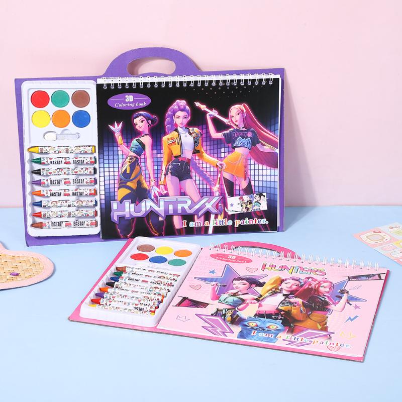 K-pop Охотники на демонов Аниме Персонаж Руми Мира Зои Книга для рисования мелками Книжка-раскраска Сделай сам Искусство линейного рисунка Живопись Детский подарок