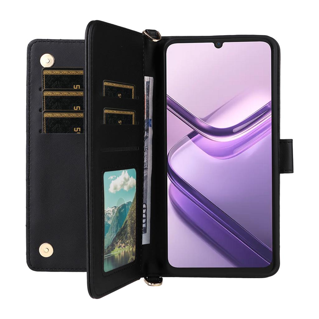 For Doogee Note 58 Pro/Note 58 Wallet Case with Shoulder/Wrist Strap Leather Phone Cover Stand