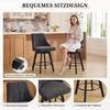 030 Modern Bar Stool with Backrest, Upholstered Fabric Bar Chair with Footrest, Kitchen Counter Island Bar Counter Dining Room – Set of 2 Grey