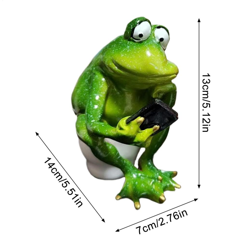 Смола Статуя Лягушки Садовое Украшение Скульптура Животного Лягушка на Унитазе Фигурка Декоративная Скульптура для Спальни Патио Сада