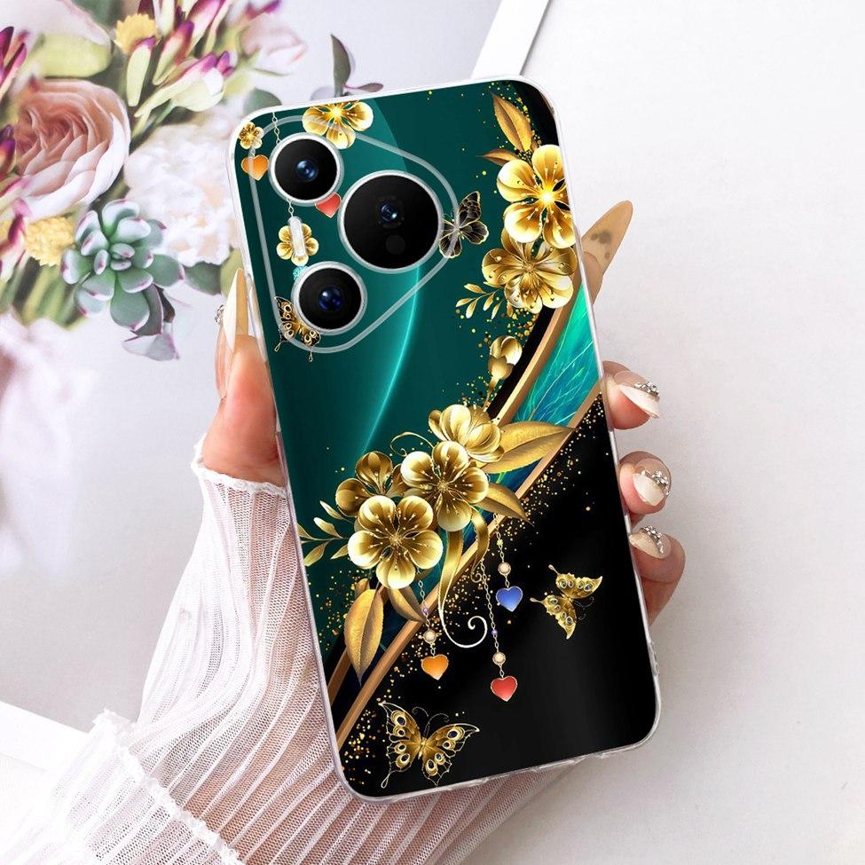 Для Huawei Pura 70 Прозрачный Чехол Эстетичный Роскошный Милый Модный Цветочный Забавный Расписной Корпус Для Huawei ADY-LX9 ADY-AL00