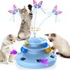 Интерактивные игрушки для кошек для домашних кошек Автоматическая игрушка для кошек 4-в-1 Игрушки для котят, Порхающая бабочка, Случайное перышко-засада, Шарики на дорожке, Игрушка-мячик для кошки