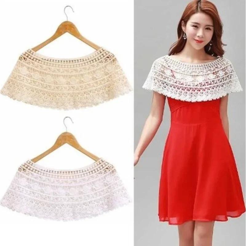 1 Pcs Out Hijab Scarf Elegant Ladies Shawl Fashion Tassel Lace Scarf Women Fashion Hollow Hook Flower Short Small Vest Cover