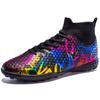 Men's High Top Football Boots Rubber Soft Sole Short Spikes Artificial Turf Leather Youth Children's Football Boots