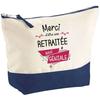 Trousse de maquillage - PLANETEE - Pochette fond bleu «Retraitée Merci Géniale» - Grand format - Coton - Impression HD France