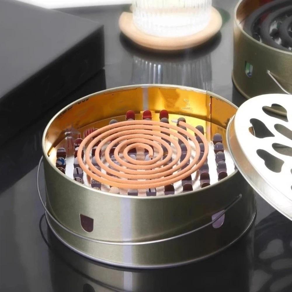 with Handle Lid Incense Burner Box Hollow Out Insect Repellent Tray Mosquito Coil Holder Summer