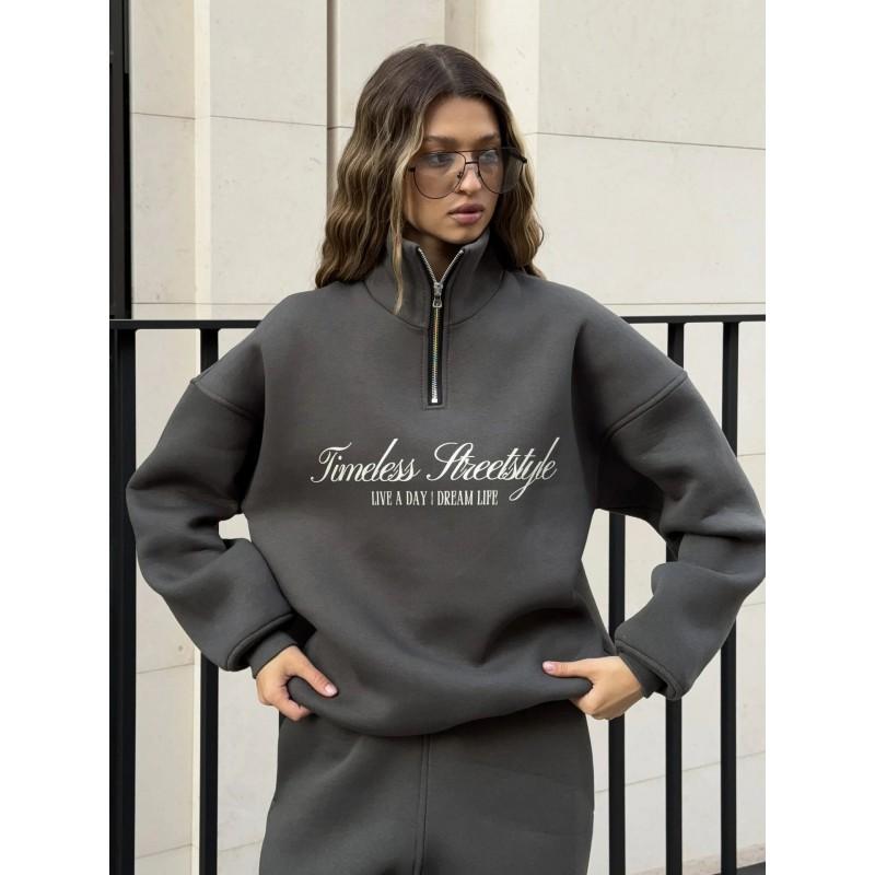 Womens Oversize Tracksuit Long Sleeve Sweatshirt Pants Set Streetwear Casual Outfit