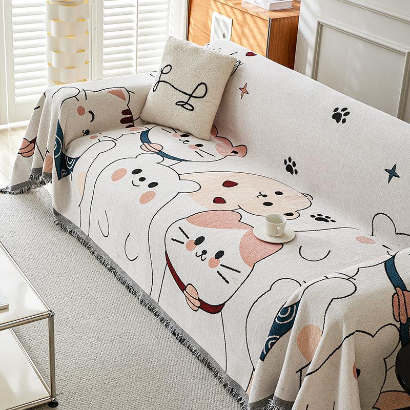 Cartoon Chenille Full Coverage Sofa Cover Universal Season Couch Protector Slipcover