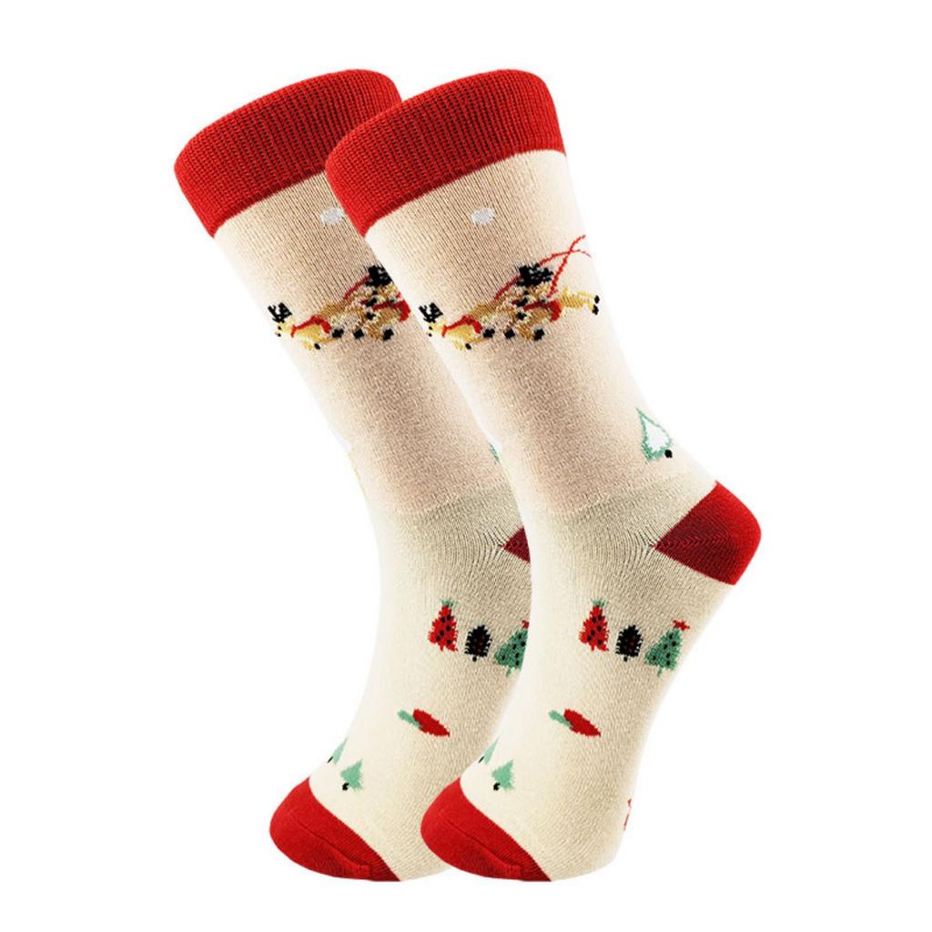 Рождественские подарки Гольфы до середины икры Лось Рождественский мультяшный Хлопковые Модные носки