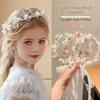 Цветочная Диадема Принцессы для Девочек: Цветочный венок из жемчуга и лент для дней рождений и выступлений