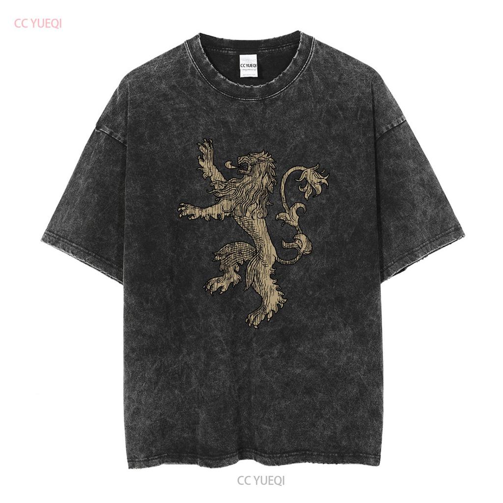 House Lannister T Shirt Thrones Dragon Symbol Distressed 3213 vintage Washed Slightly Top For Everyday Wear Breathable Unisex
