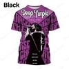 Vintage Men's T Shirt 3d Rock Band Deep Purple Print T-shirt Men Women Fashion Short Sleeve T-shirt Hip Hop Tops Tees Oversized