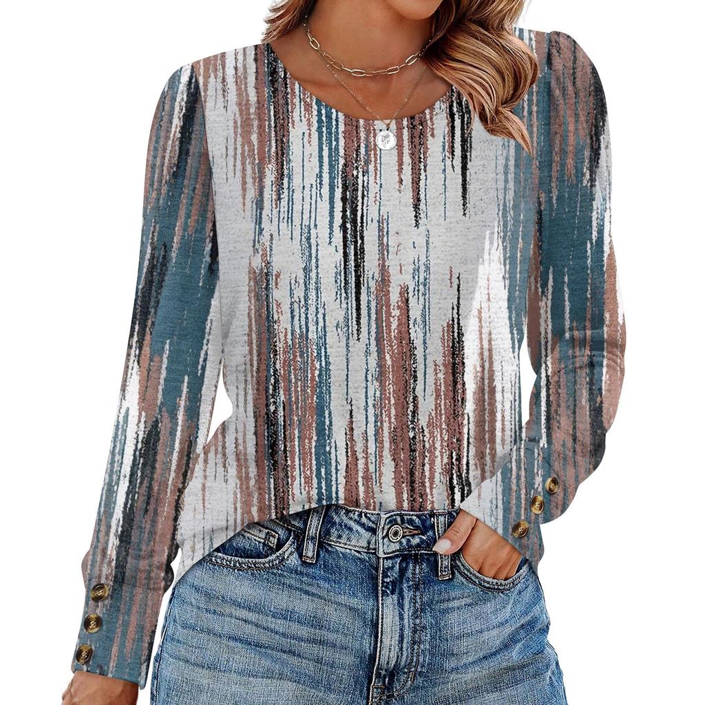 Women's Retro Printed Fashionable Long-sleeved Top