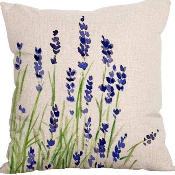 Растение и Цветок Льняная Наволочка Фиолетовая Лаванда С Принтом Подушка Чехол Наволочка Дом Диван