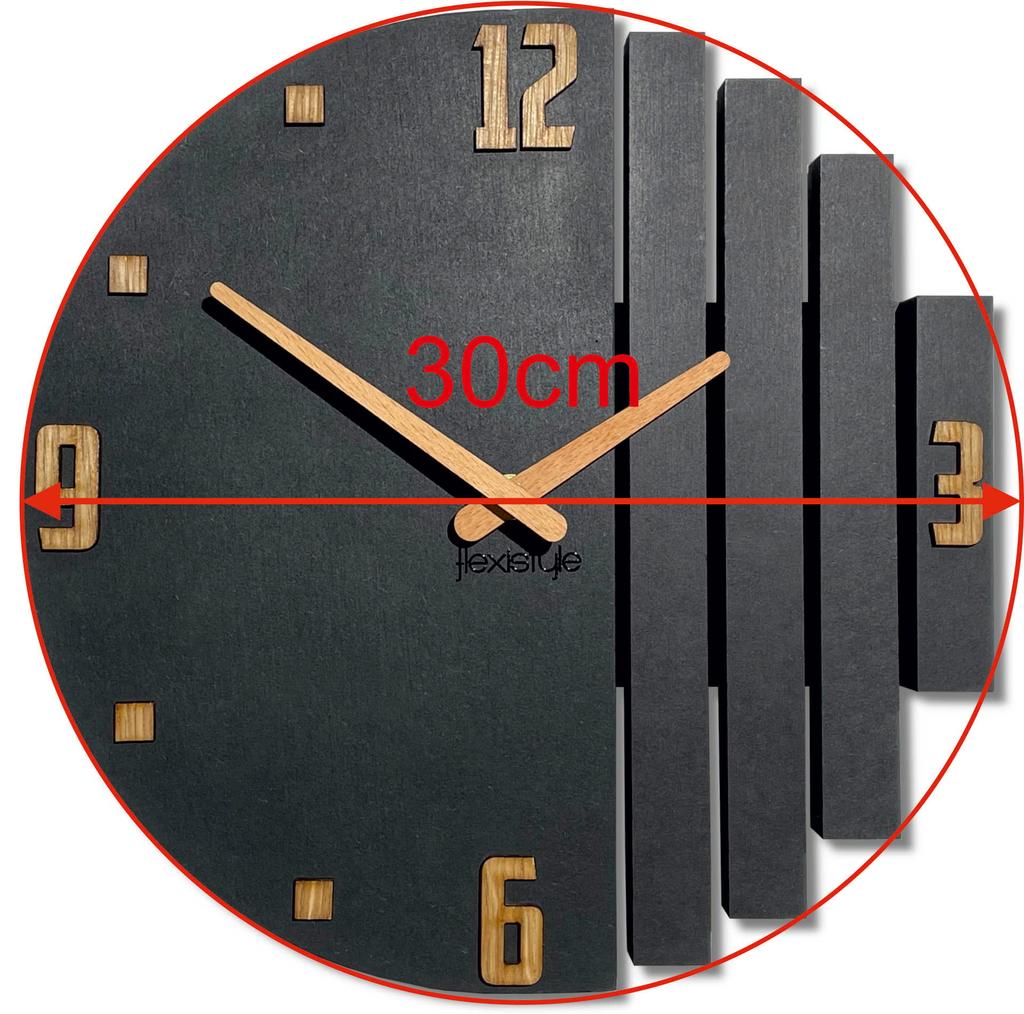 Asymmetry wooden wall clock 30cm black