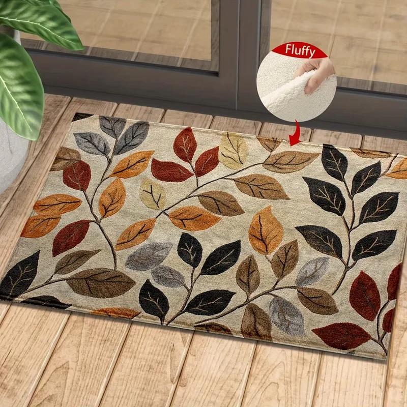 Floral Kitchen Runner Rug 3D Embroidery Style Colorful Flower Non-Slip Washable Mat for Home Decor