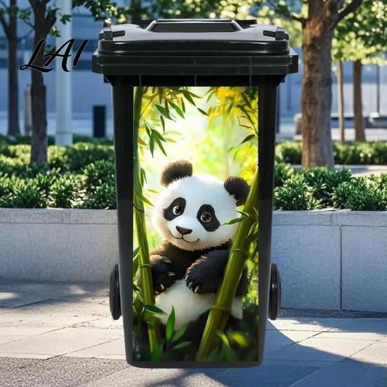 Playful Animal Trash Can Cover Cartoon Sticker Colorful Self-Adhesive PVC Decal Waterproof Cute Decorative Face Decals Cat Dog Sticker for