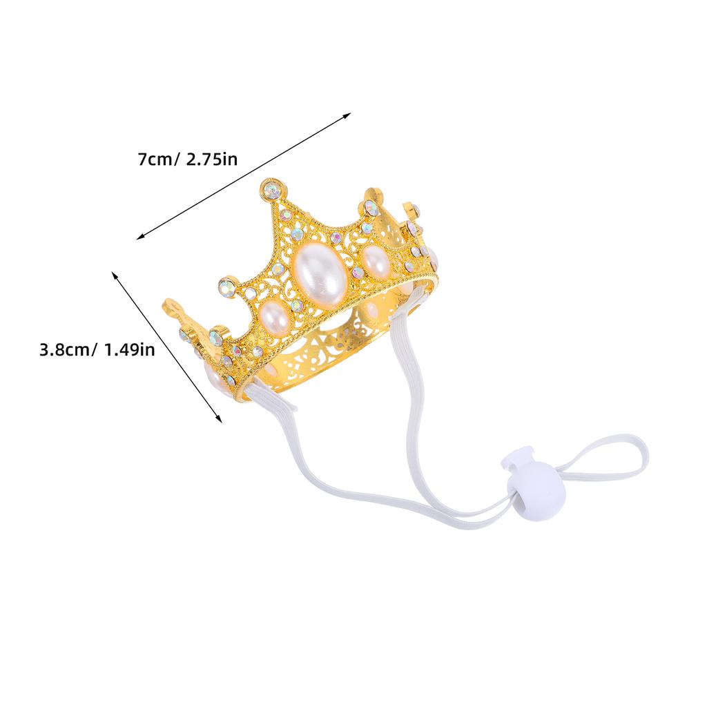 Pet Birthday Party Crown Alloy Crown Headdress Shiny Crown Pet Hat Birthday Party Pet Costume Decoration With Adjustable Strap