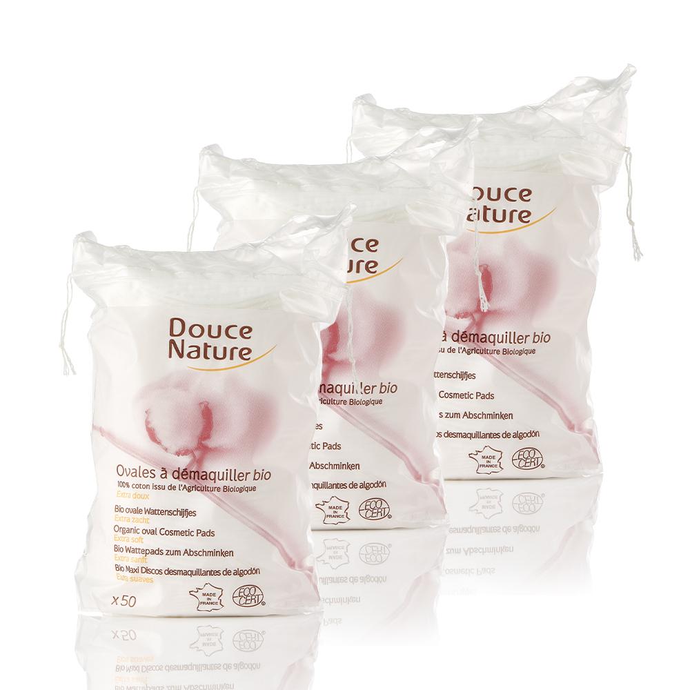 Очищающие ватные диски Douce nature Organic из 100% хлопка, 50 шт. x 3