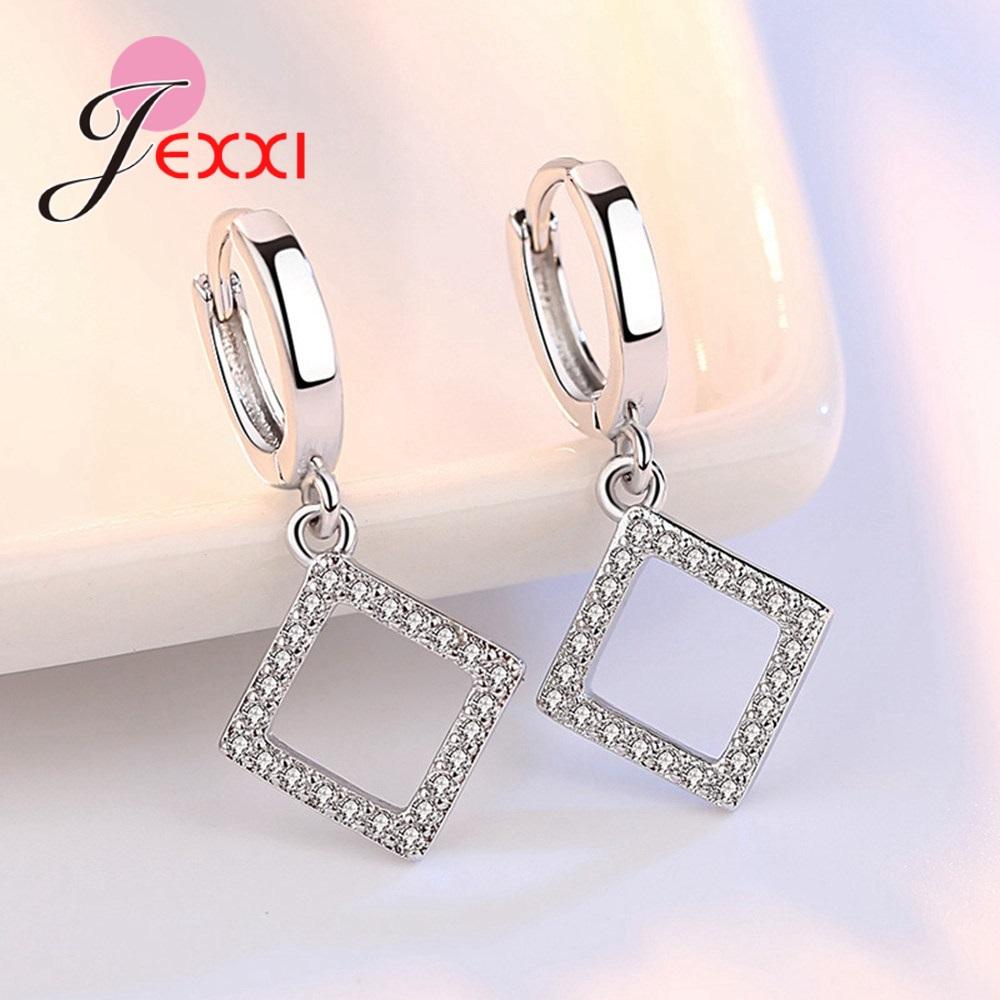 925 Sterling Silver Dangle Earrings for Women Girls Theme Party Decoration Novel Geometric Flower Cubic Zirconia Earrings