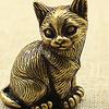 Ретро фигурки кошек, маленькая медная статуя кошки, украшение, модель животного, фигурка, игрушка для домашнего декора комнаты, стола