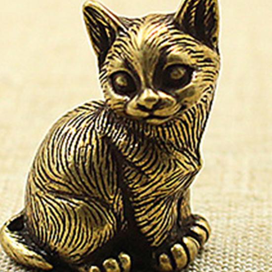 Ретро фигурки кошек, маленькая медная статуя кошки, украшение, модель животного, фигурка, игрушка для домашнего декора комнаты, стола