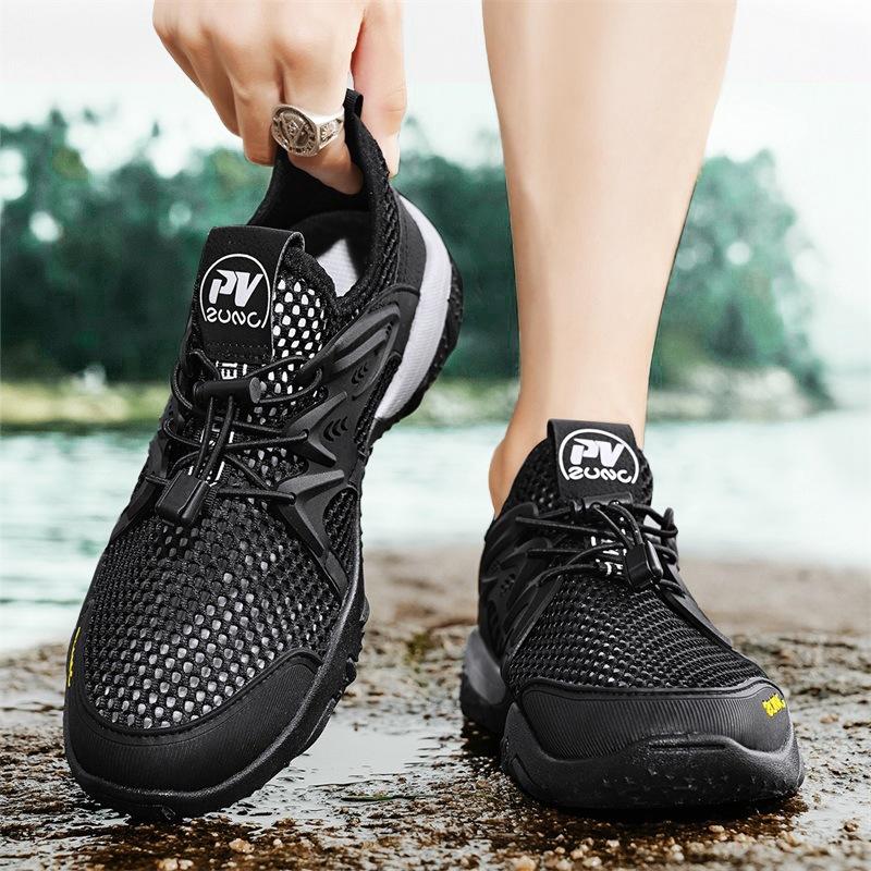 Летняя быстросохнущая обувь для ручьев мужская уличная обувь для ходьбы по воде большая сетчатая полая обувь мужская сетчатая спортивная модная обувь