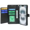 For iPhone 16 Case with 9 Card Slots PU Leather Stand Phone Cover - Black