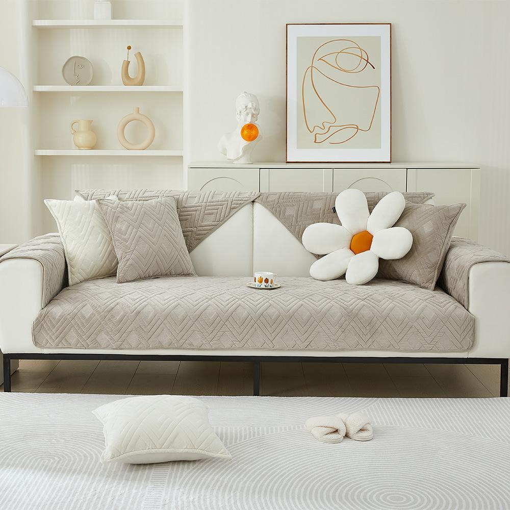 Зимняя хрустальная бархатная подушка для дивана, однотонная, простая, современная, плюшевая, утолщенная, нескользящая, чехол для дивана, полотенце