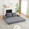 211 cm Long Corduroy Sofa, Combination of Sofa and Bed, Versatile Options with Two Triangular Backrests, Two Cushions, Two Removable Armrest Modules