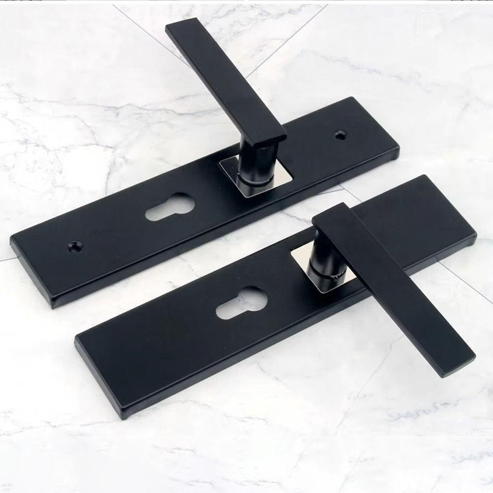 Бесшумный дверной замок с ручкой Комплект ключей Квадратный с ключами Замок для межкомнатной двери Черный Простая установка Замок для двери спальни Ванная комната