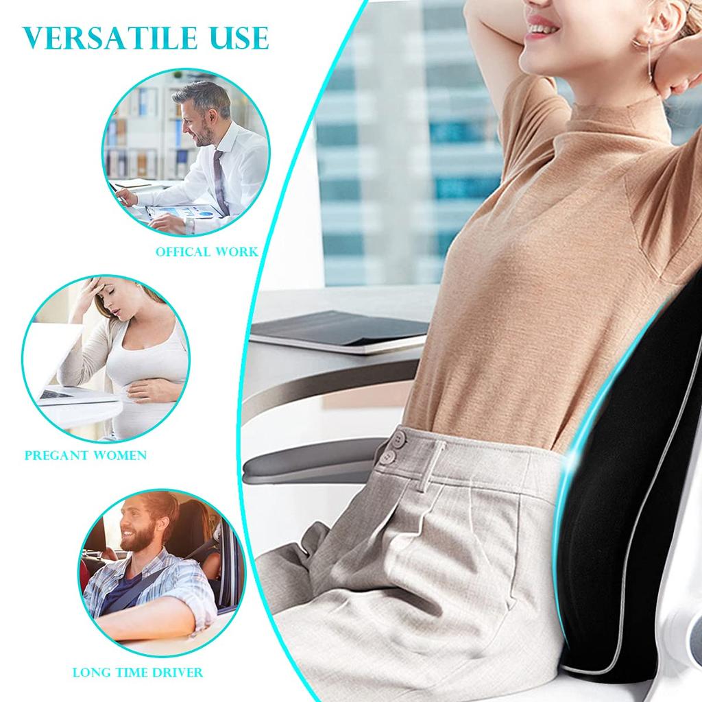 Ecloud Shop Lumbar Support Cushion Neck Pillow Ergonomic Universal Fit for Major Car B0013 Car/Headrest Kit, Design, Seats, Black,