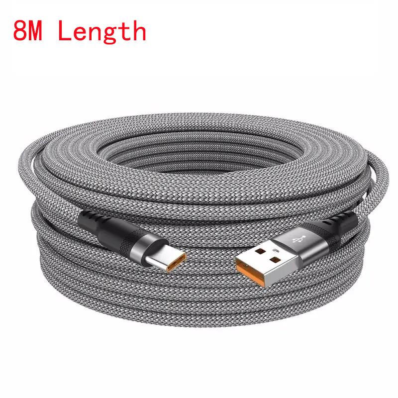 Удлиненный 5-метровый USB Type-C Android 5A Super-кабель для зарядки, подходящий для Huawei, Xiaomi, Vivo и Leeco Phone Data Cable