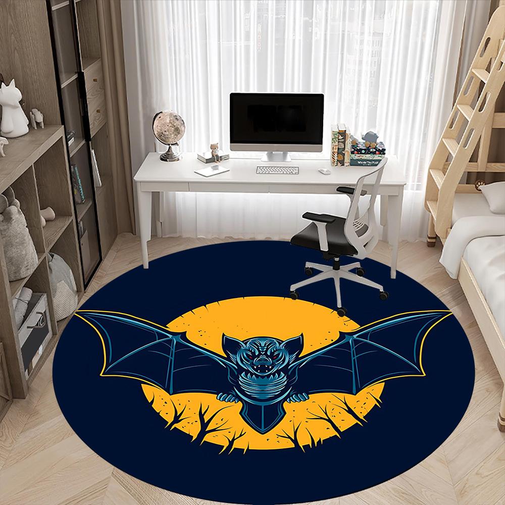 1pc Bat Moon Office Round Area Rug, Under Office Chairs Bedroom Living Room Home Decor, Room Deco, Available in Various Sizes