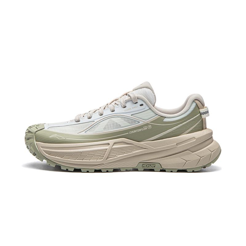 Li Ning Outdoor CF Tracing Xichang 2SE Низкие походные кроссовки Женские Шампанское Белый Шально-зеленый AHTW070-2