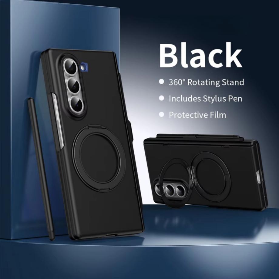 Чехол для Samsung Galaxy Z Fold 5 6 7 со стилусом, Magsafe, поворотная подставка на 360°, шарнир, защитная пленка для экрана, чехол с полной защитой