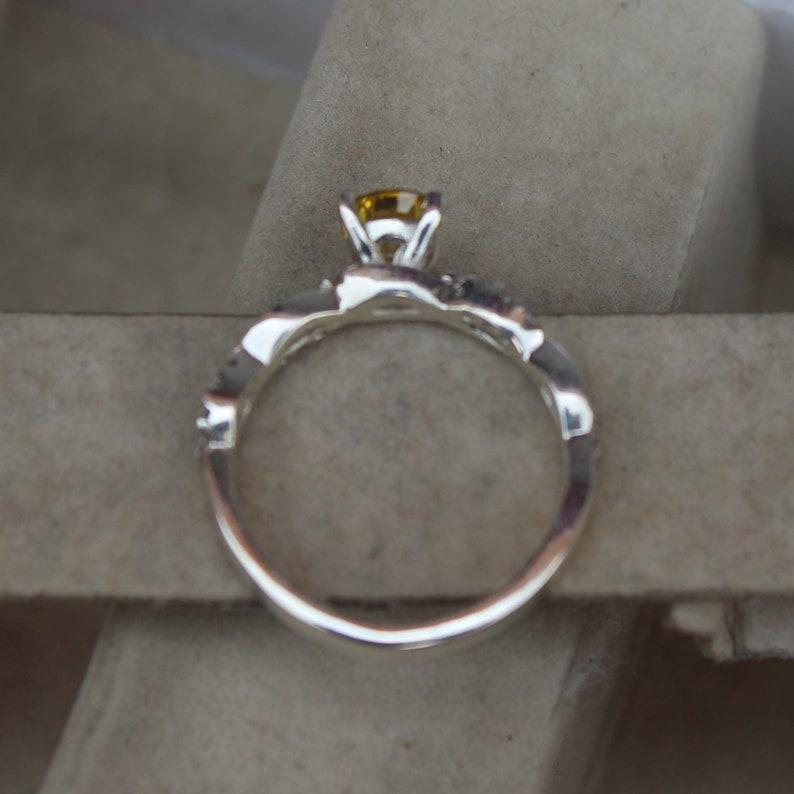 Natural Yellow Sapphire Ring, Engagement Ring, 925 Sterling Silver, Wedding Ring, Yellow Sapphire Ring, Birthstone Ring, Gift for Women.