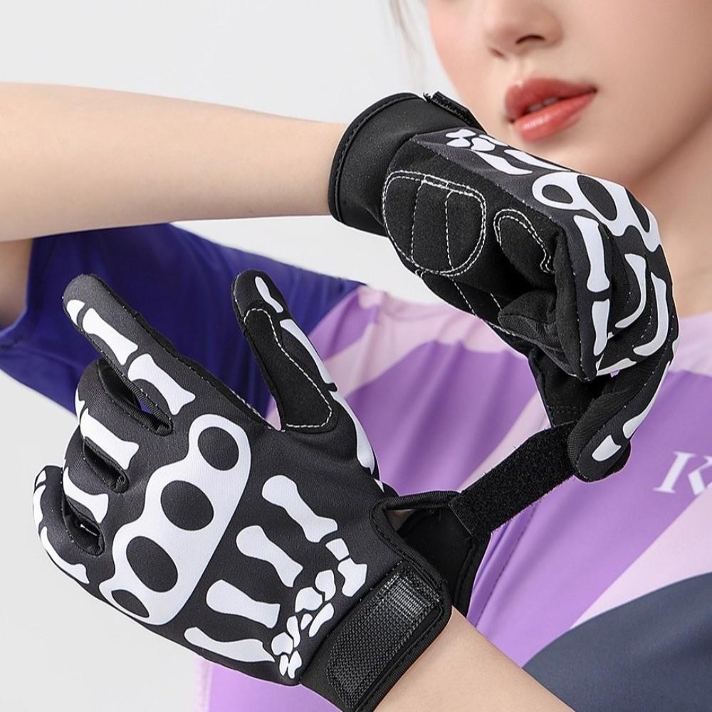 1 Pair Skeleton Design Cycling Gloves Breathable Touchscreen Gloves  Cycling Sports