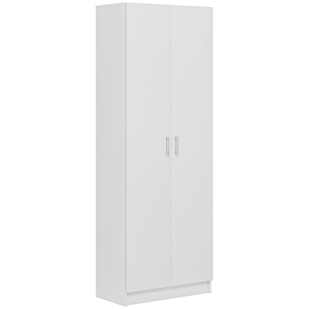 Modern Multipurpose Cabinet with 5 Shelves and Adjustable Levels, Wooden, 60x31.5x165 cm, White