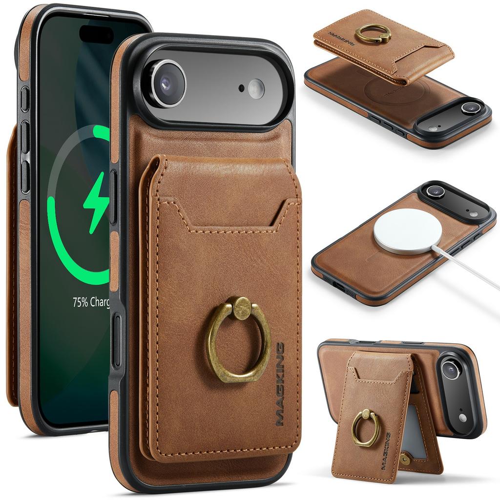 MAGKING K1 Series For iPhone Air Magnetic Case PC+TPU+PU Phone Cover with Card Holder