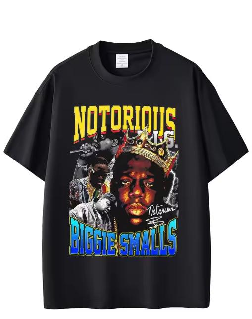 Графическая футболка рэпера The Notorious B.I.G. Футболки с принтом Biggie Smalls Унисекс Хип-хоп Модные футболки Мужские Хлопковые Оверсайз Футболки