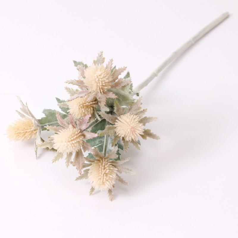 5 шт. искусственных цветов искусственный флокированный Eryngium пластиковые искусственные растения для дома, свадьбы, офиса, спальни, гостиной, журнального столика, украшения