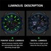 FOXBOX Sport Watches for Men Top Brand Luxury Dual Display Stainless Steel Band Waterproof Luminous Quartz Wristwatch+Box