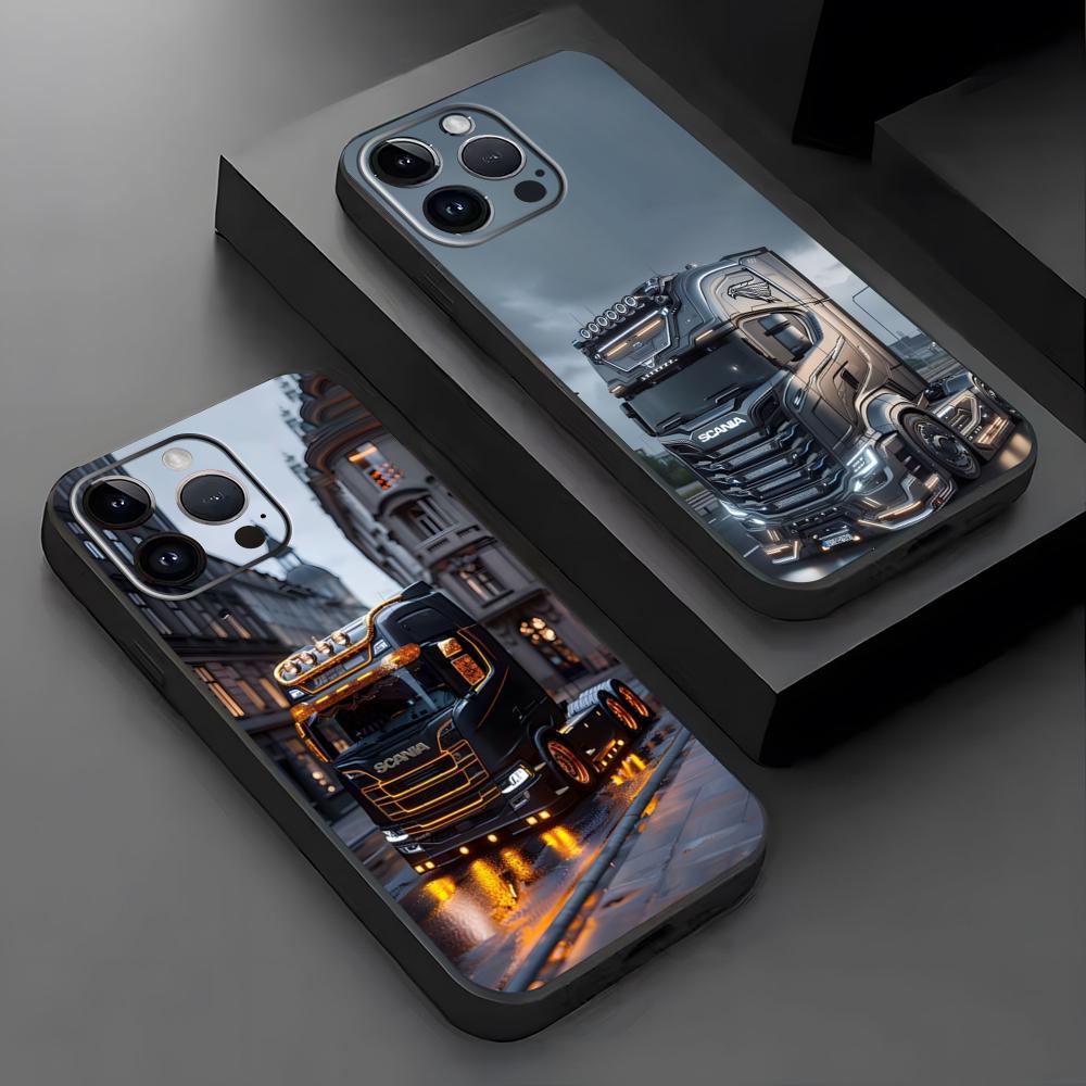 Чехол для телефона S-Scania TruxES для iPhone 16 16e 15 14 13 12 11 Plus Mini Pro Max Мягкий черный Ударопрочный чехол
